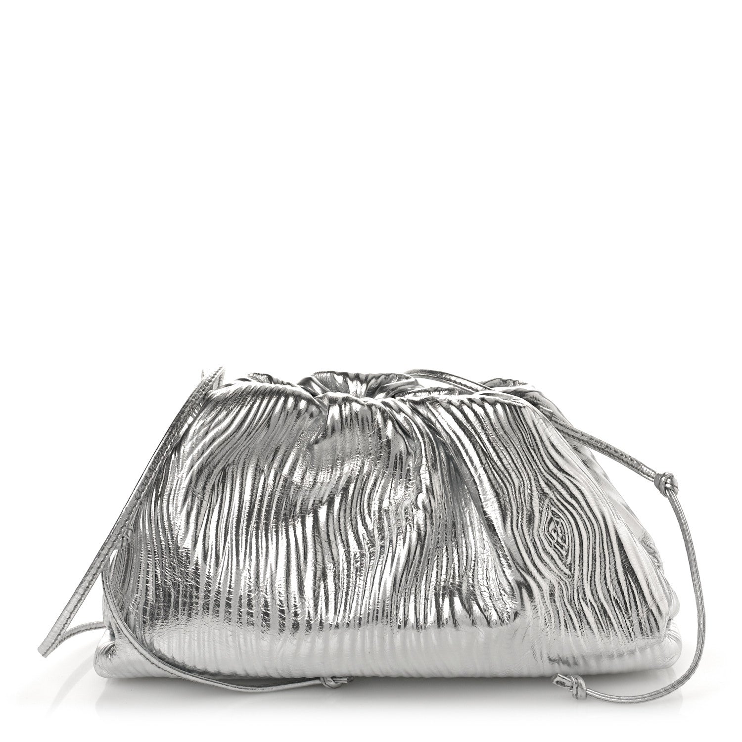 Bottega Veneta Metallic Bark Calfskin The Mini Pouch Silver 1 of 10