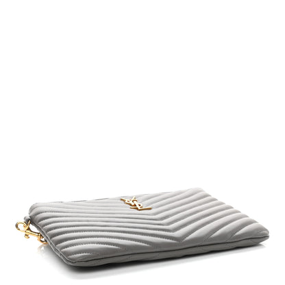 Saint Laurent Calfskin Matelasse Chevron Monogram A5 Wristlet Earth 4 of 8