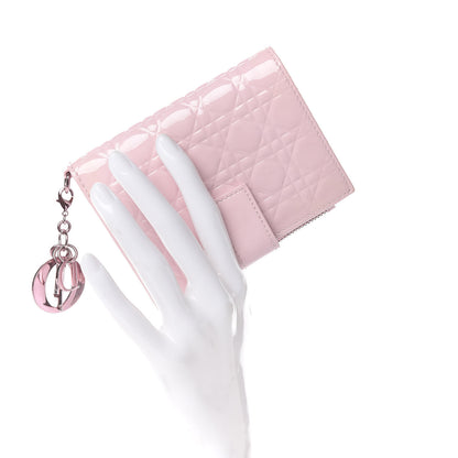 Christian Dior Patent Cannage Lady Dior Wallet Rose 2 of 9
