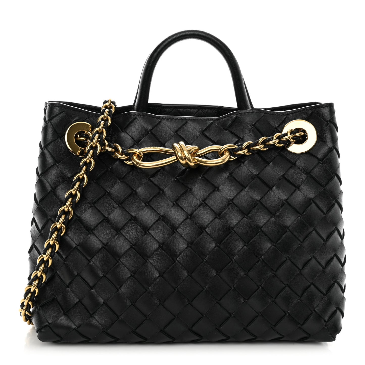 Nappa Intrecciato Small Andiamo With Chain Shoulder Bag Black