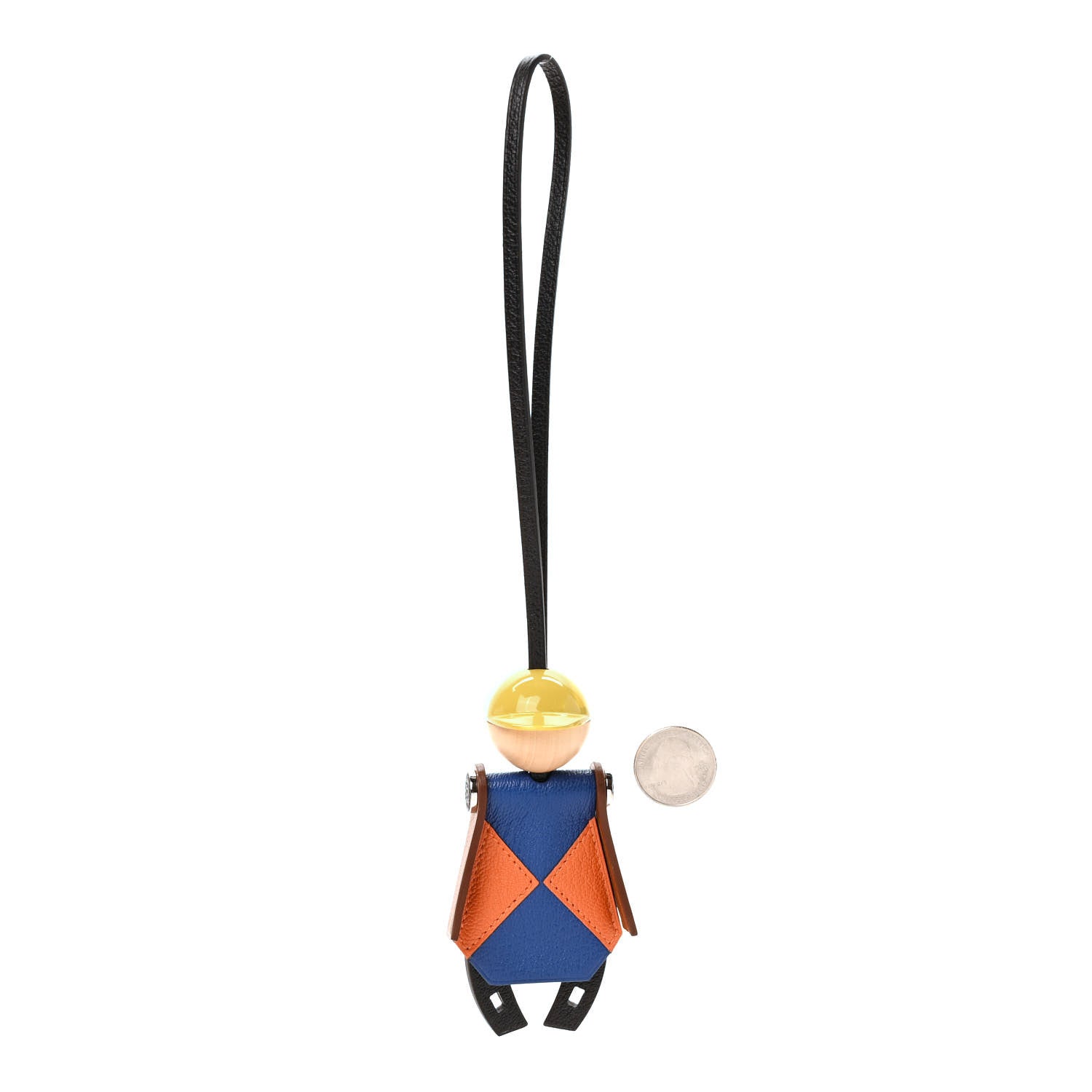 Hermes Chevre Mysore Barenia Jockey Bag Charm Black Bleu France Orange Fauve 2 of 5