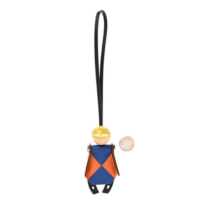 Hermes Chevre Mysore Barenia Jockey Bag Charm Black Bleu France Orange Fauve 2 of 5