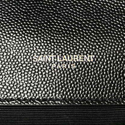Saint Laurent Grain De Poudre Matelasse Chevron Large Monogram Satchel Black 6 of 11