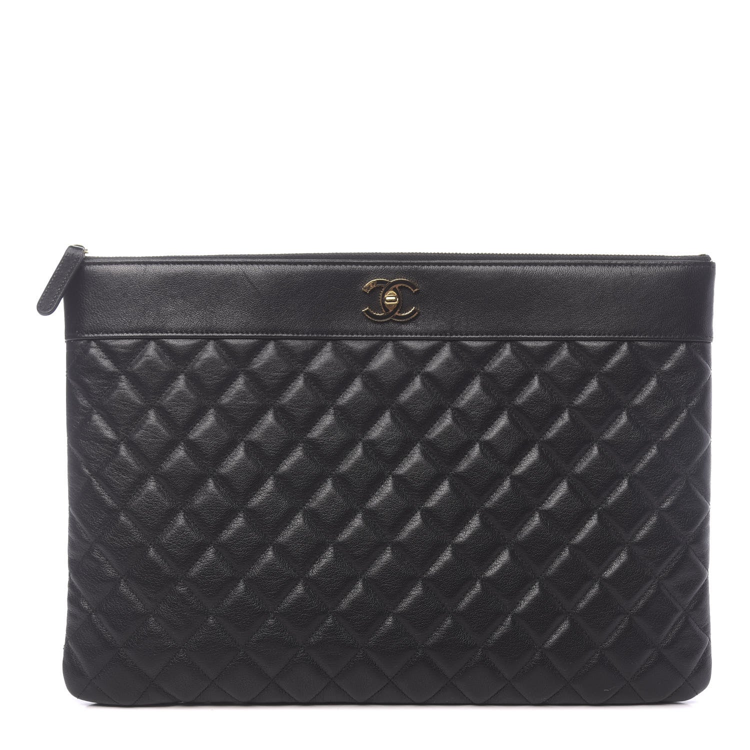 Chanel Lambskin Quilted Large Vintage Mademoiselle Cosmetic Case Black 1 of 8