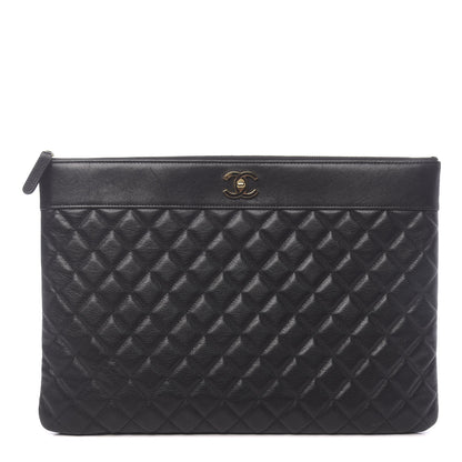 Chanel Lambskin Quilted Large Vintage Mademoiselle Cosmetic Case Black 1 of 8