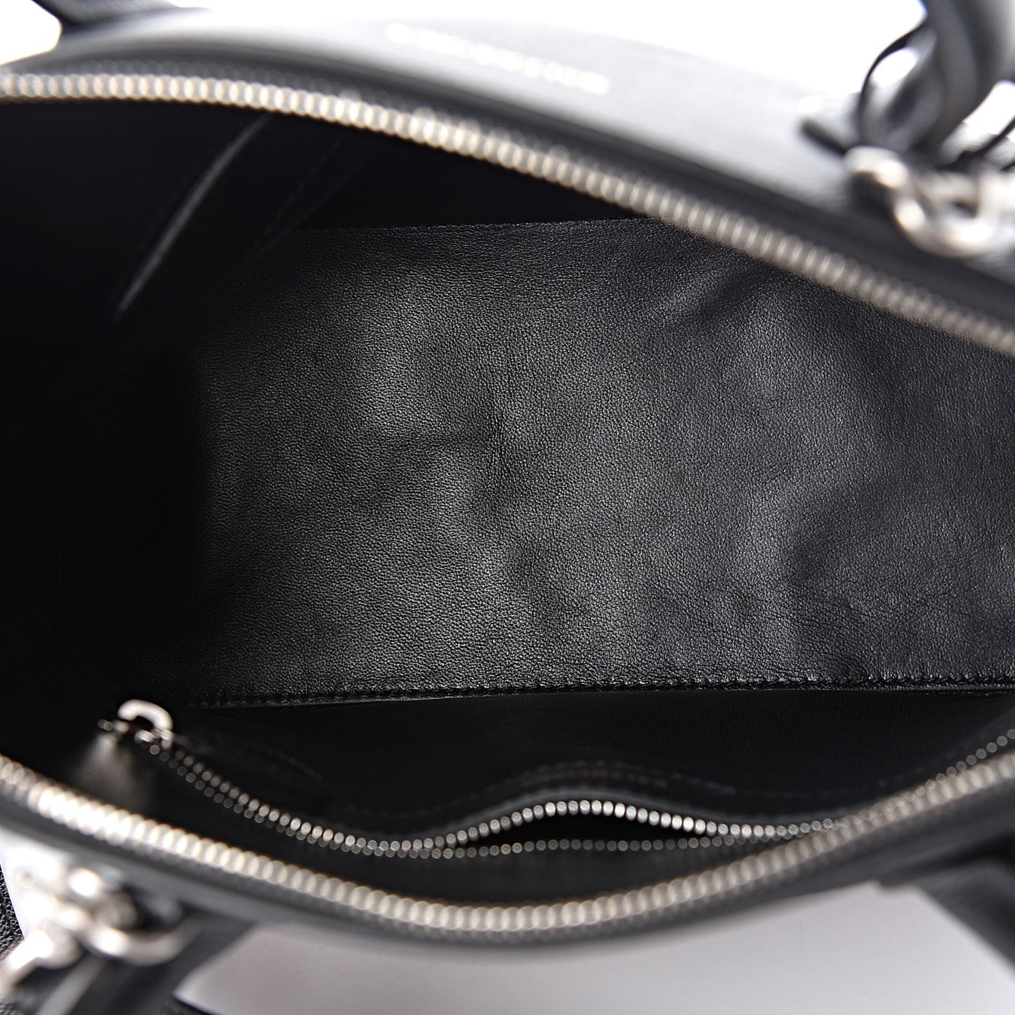 Signature Grained Calfskin Logo S Ville Top Handle Bag Black Rose Shocking