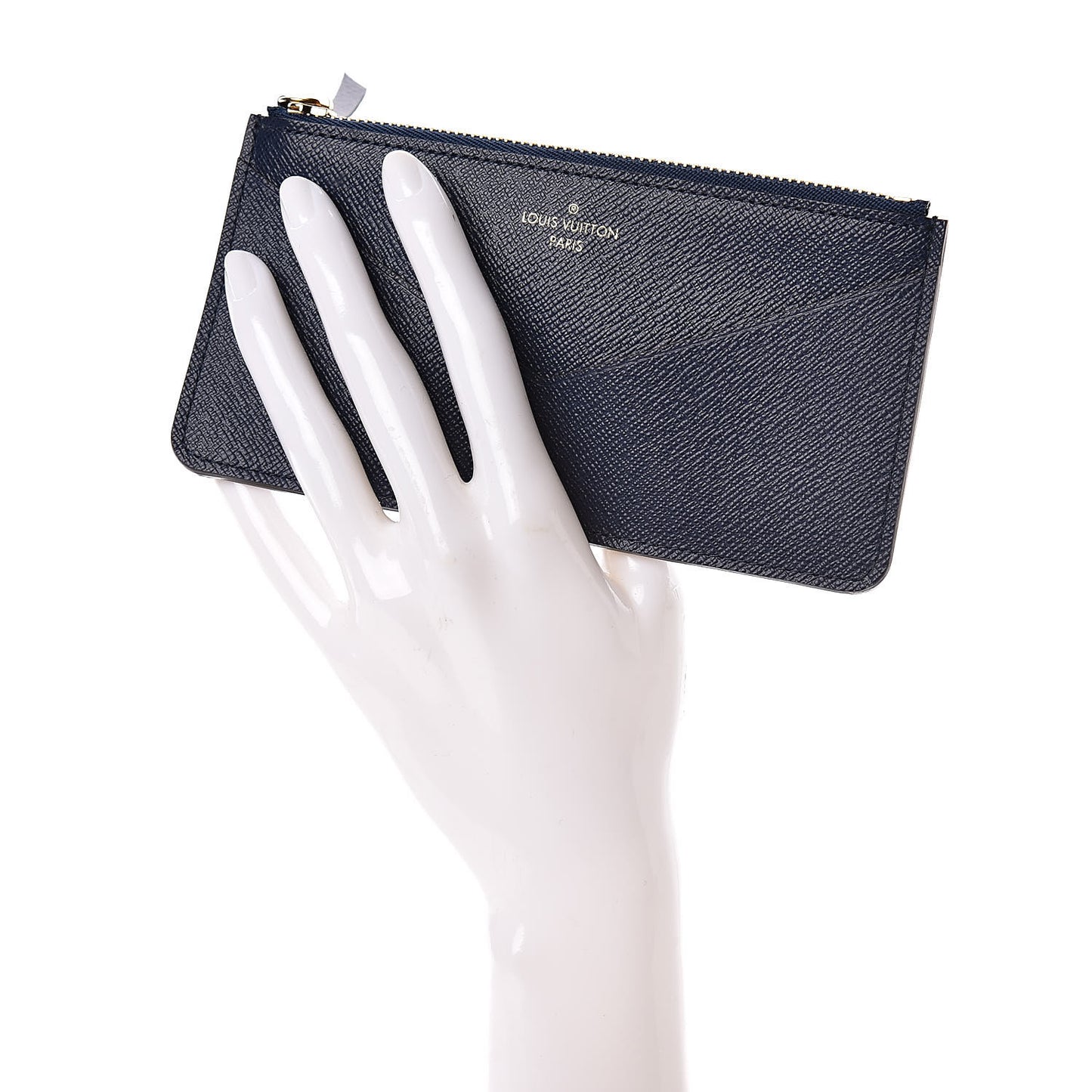 Calfskin Jeanne Wallet Zippered Insert Dark Blue