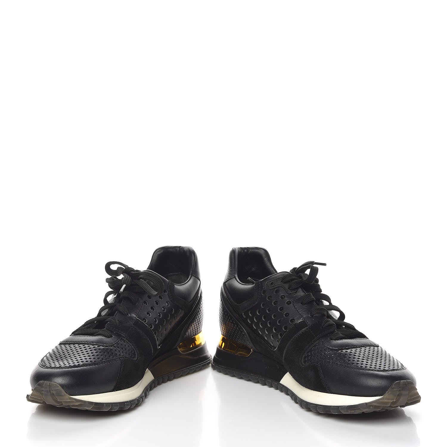 Louis Vuitton Nubuck Calfskin Perforated Run Away Sneakers 37.5 Black 5 of 11
