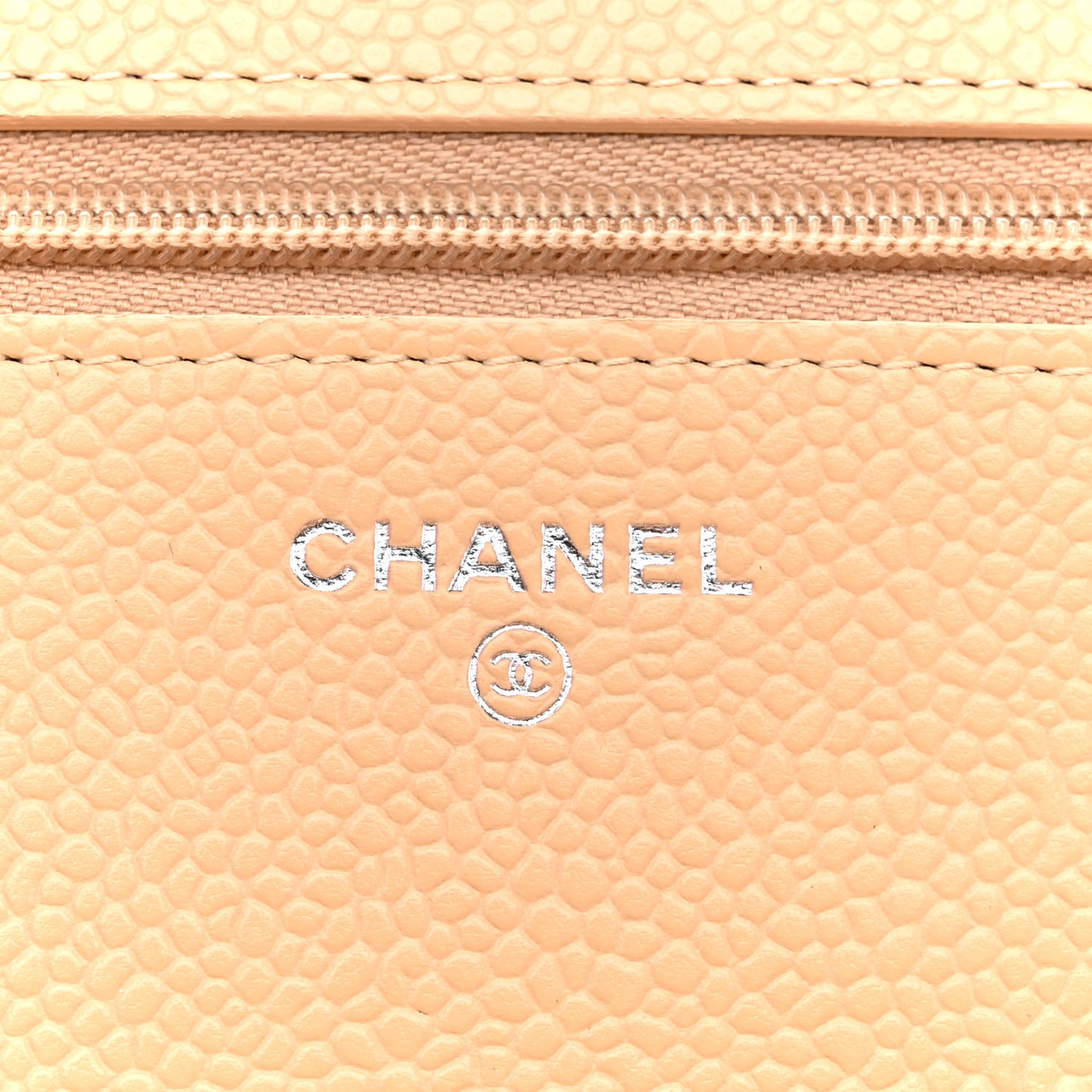 Caviar Quilted Wallet On Chain WOC Beige