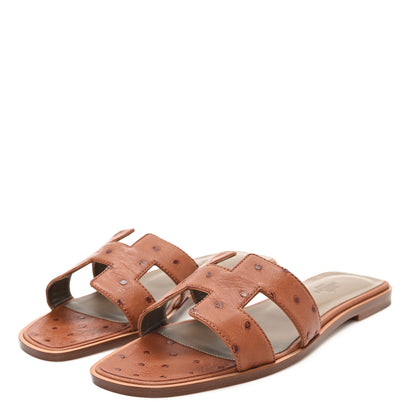 Hermes Ostrich Oran Sandals 39 Naturel 4 of 10