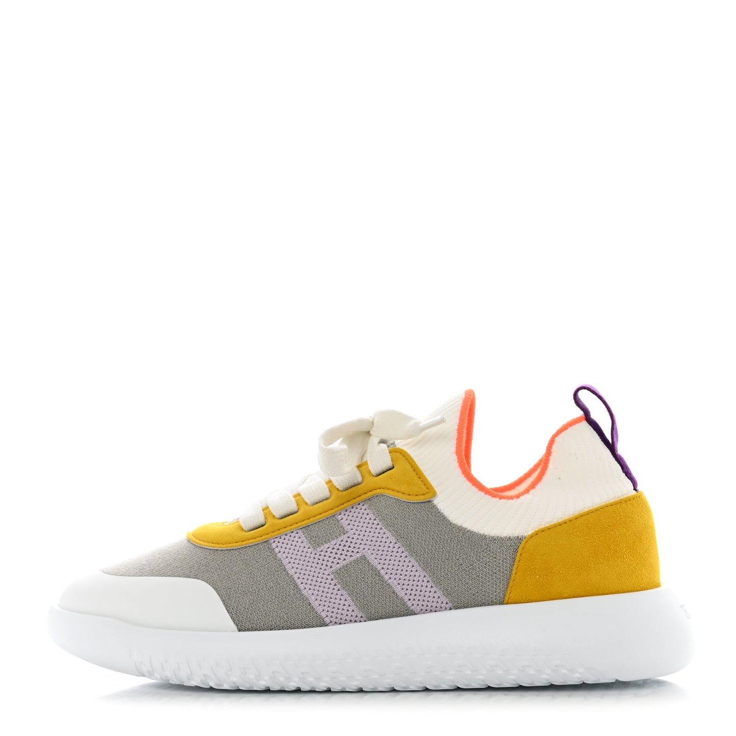 Knit Suede Goatskin Womens Crew Sneakers 38 Multicolor Gris