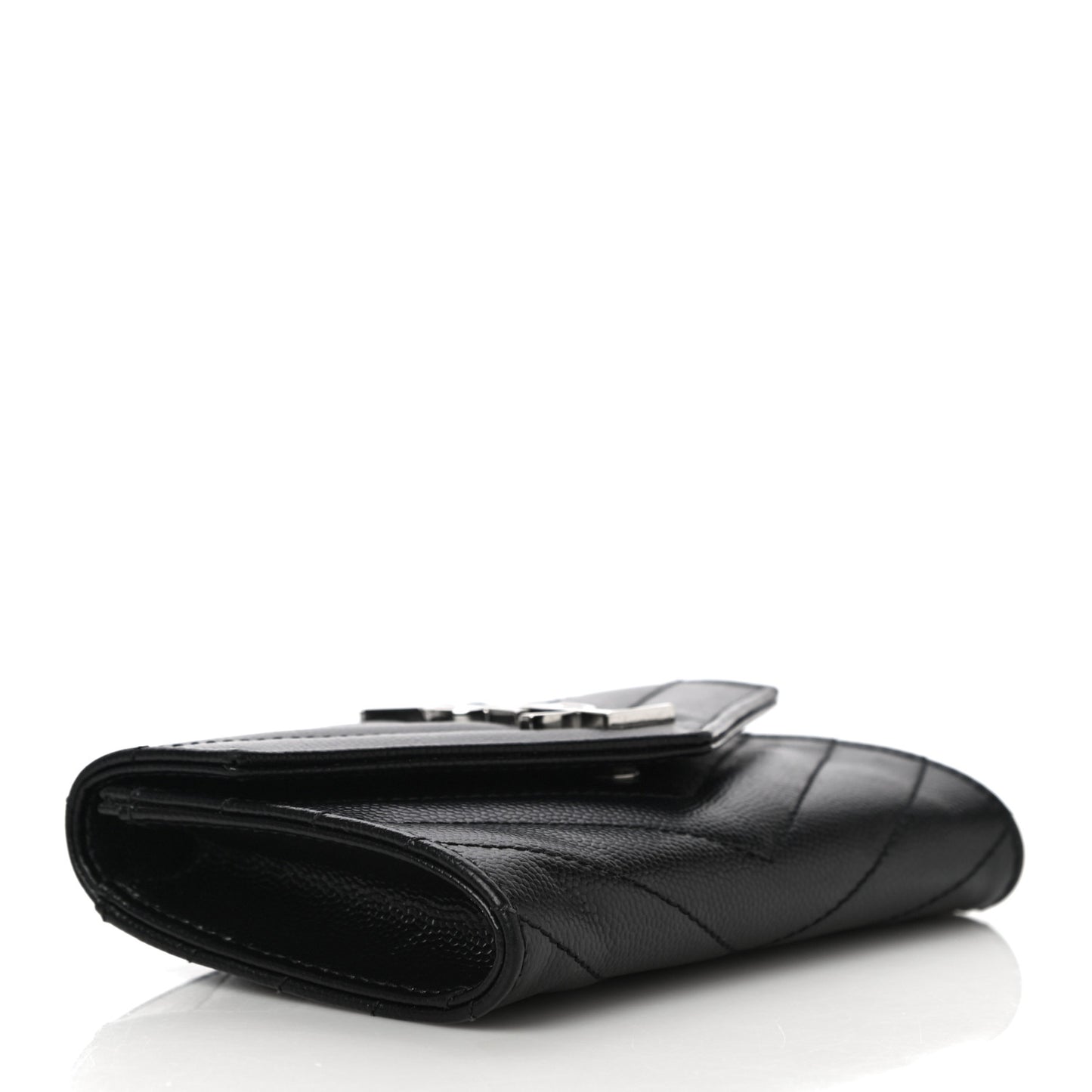 Grain De Poudre Matelasse Chevron Small Monogram Envelope Wallet Black