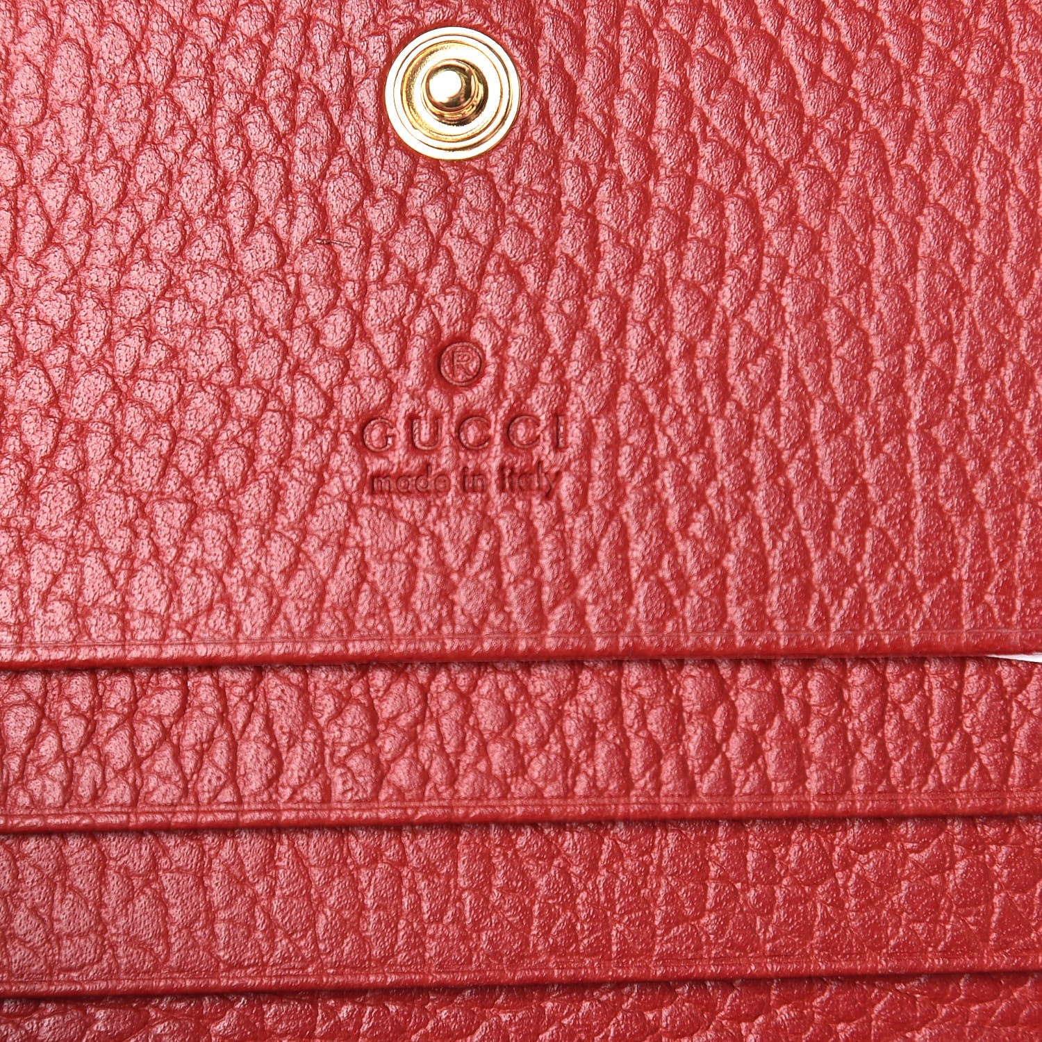 Gucci Pebbled Calfskin GG Marmont Card Case Hibiscus Red 6 of 8