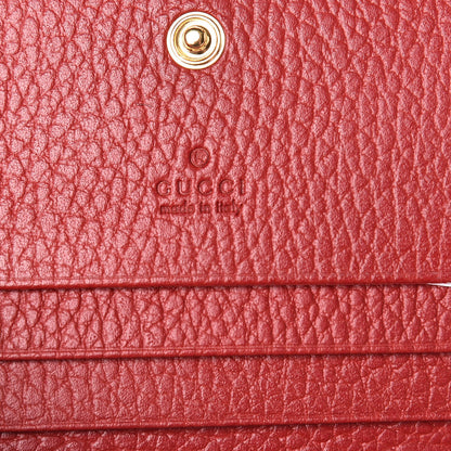 Gucci Pebbled Calfskin GG Marmont Card Case Hibiscus Red 6 of 8