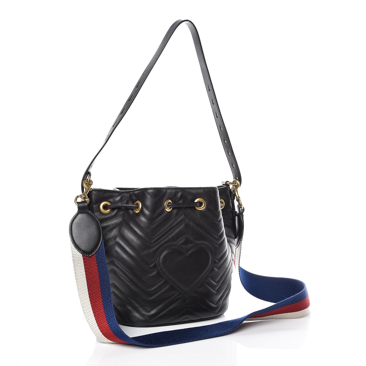 Calfskin Matelasse Sylvie Web GG Marmont Bucket Bag Black