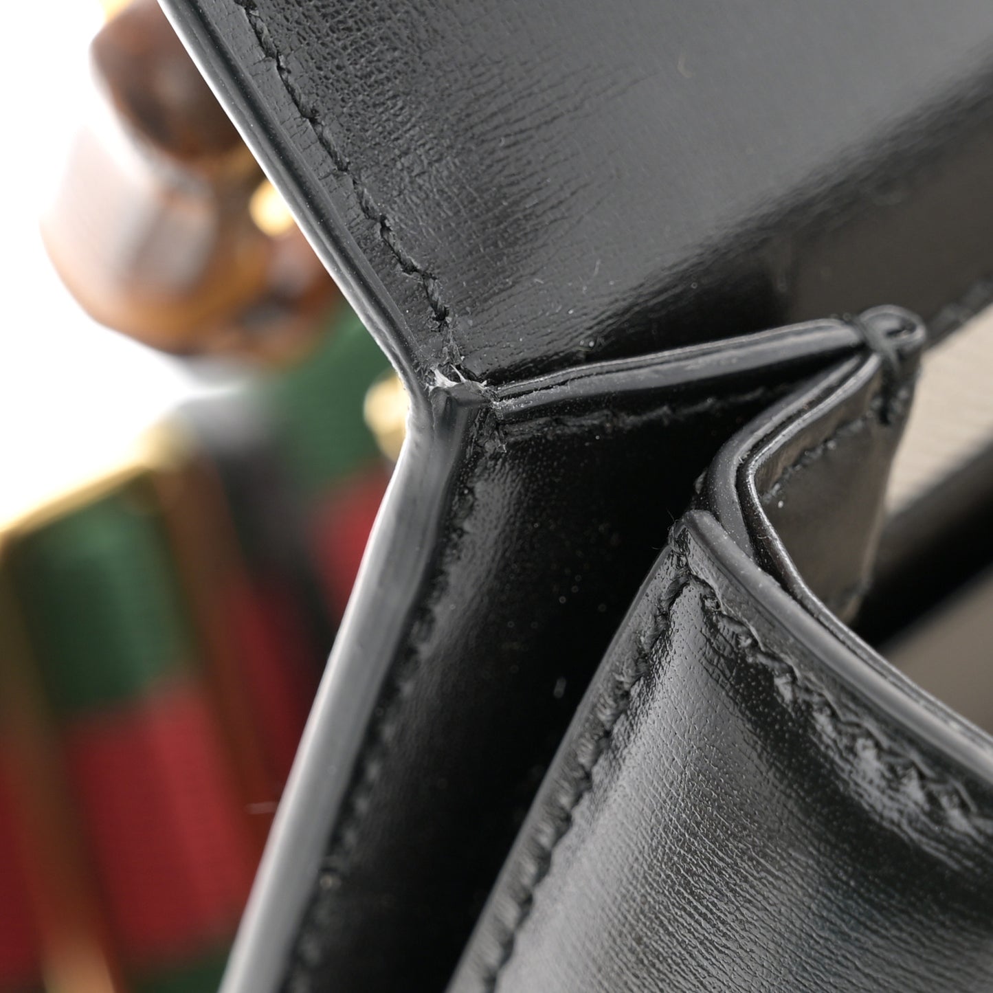 Boarded Dyana Lux Calfskin Web MIni Bamboo 1947 Top Handle Bag Black