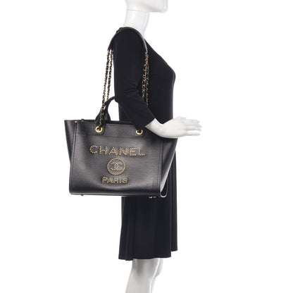 Chanel Caviar Small Studded Deauville Tote Black 2 of 11