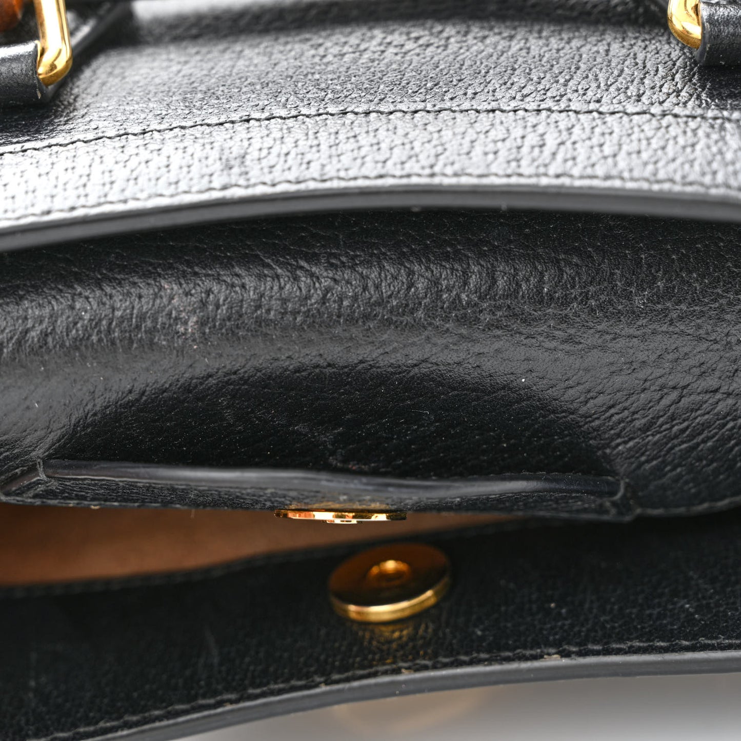 Textured Dollar Calfskin Web Small Diana Tote Bag Black Dusty Grey