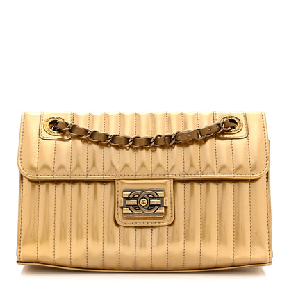 Chanel Metallic Patent Vertical Quilt Maharaja Express Flap Gold 1 of 10