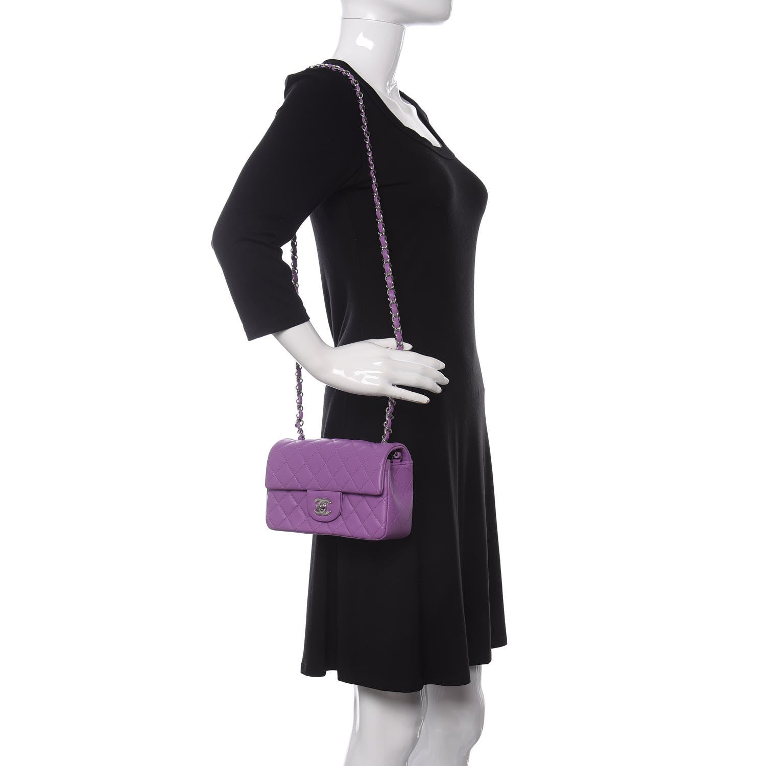 Chanel Lambskin Quilted Mini Rectangular Flap Purple 2 of 11