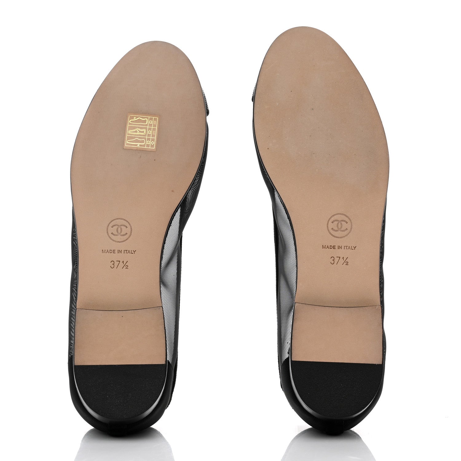 Chanel Mesh Studded CC Ballerina Flats 37.5 Black 5 of 7