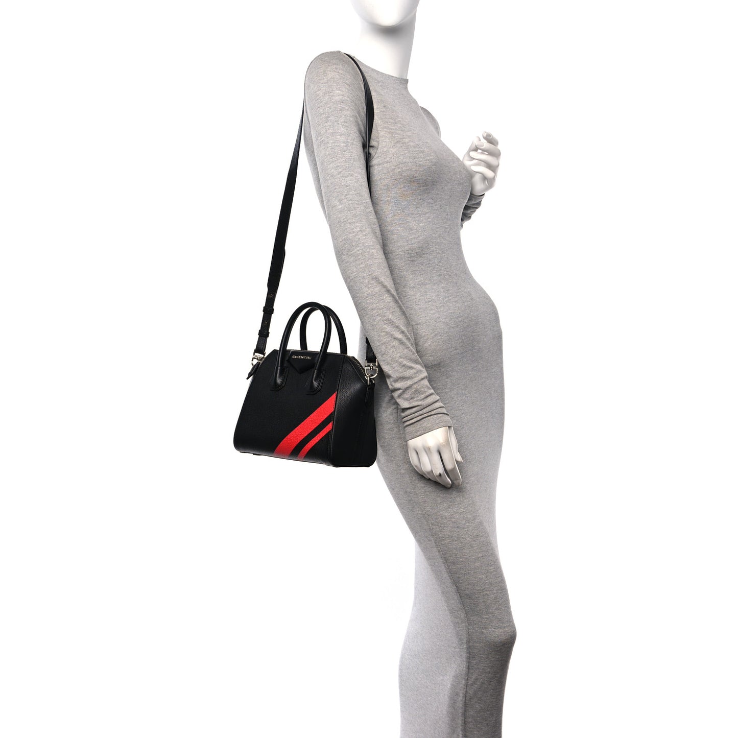 Sugar Goatskin Striped Mini Antigona Black