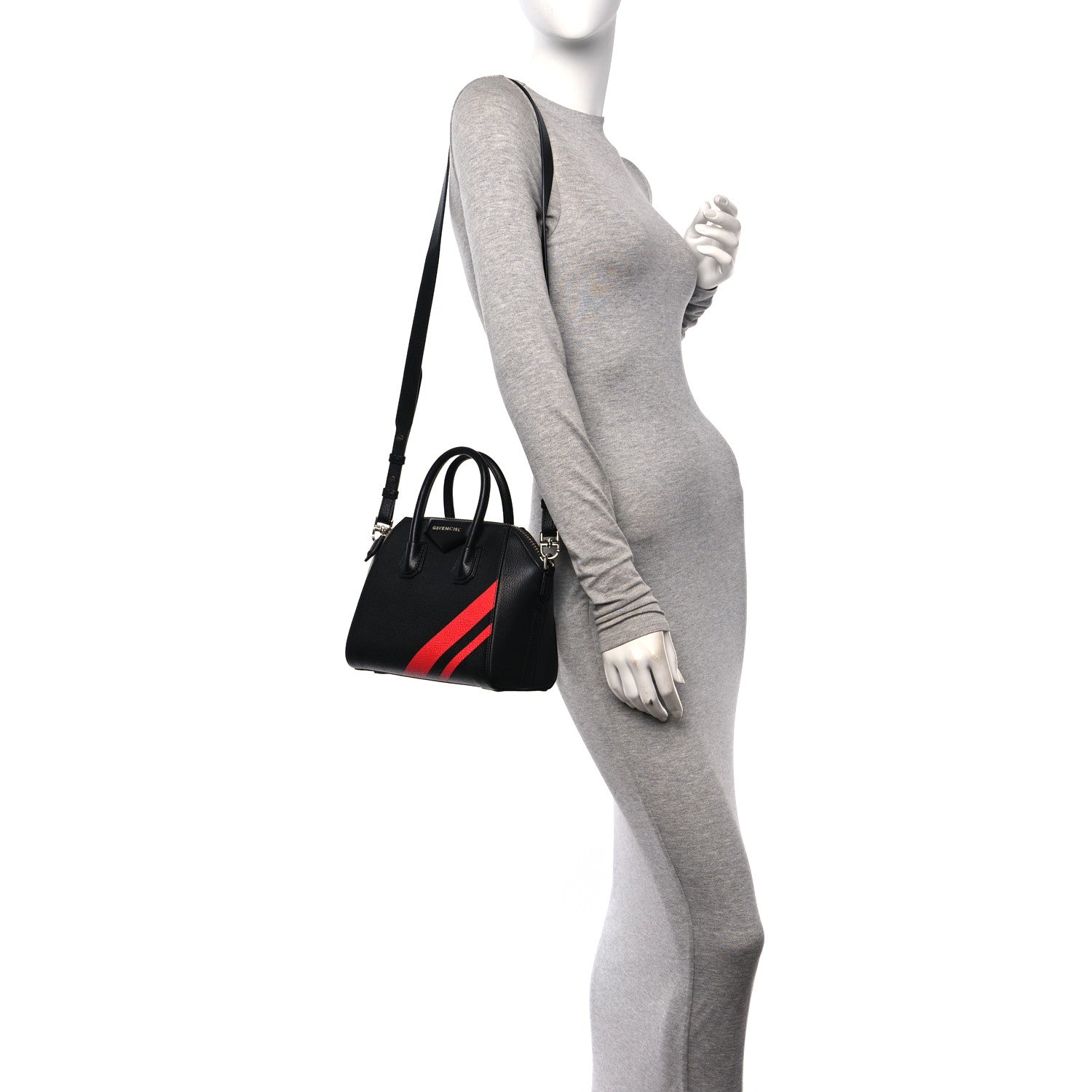 Givenchy Sugar Goatskin Striped Mini Antigona Black 2 of 10