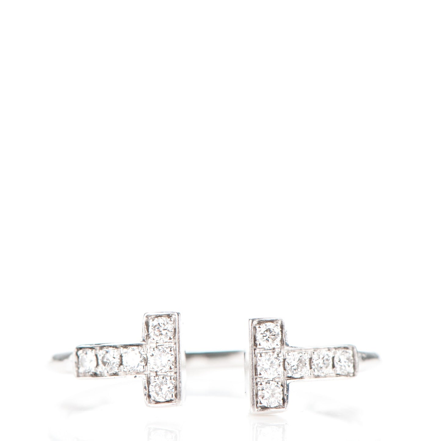 18K White Gold Diamond T Wire Ring 52 6