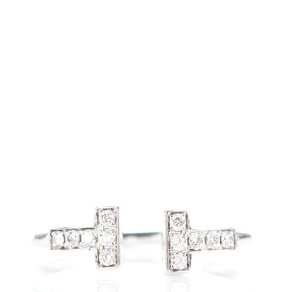 Tiffany 18K White Gold Diamond T Wire Ring 52 6 1 of 5