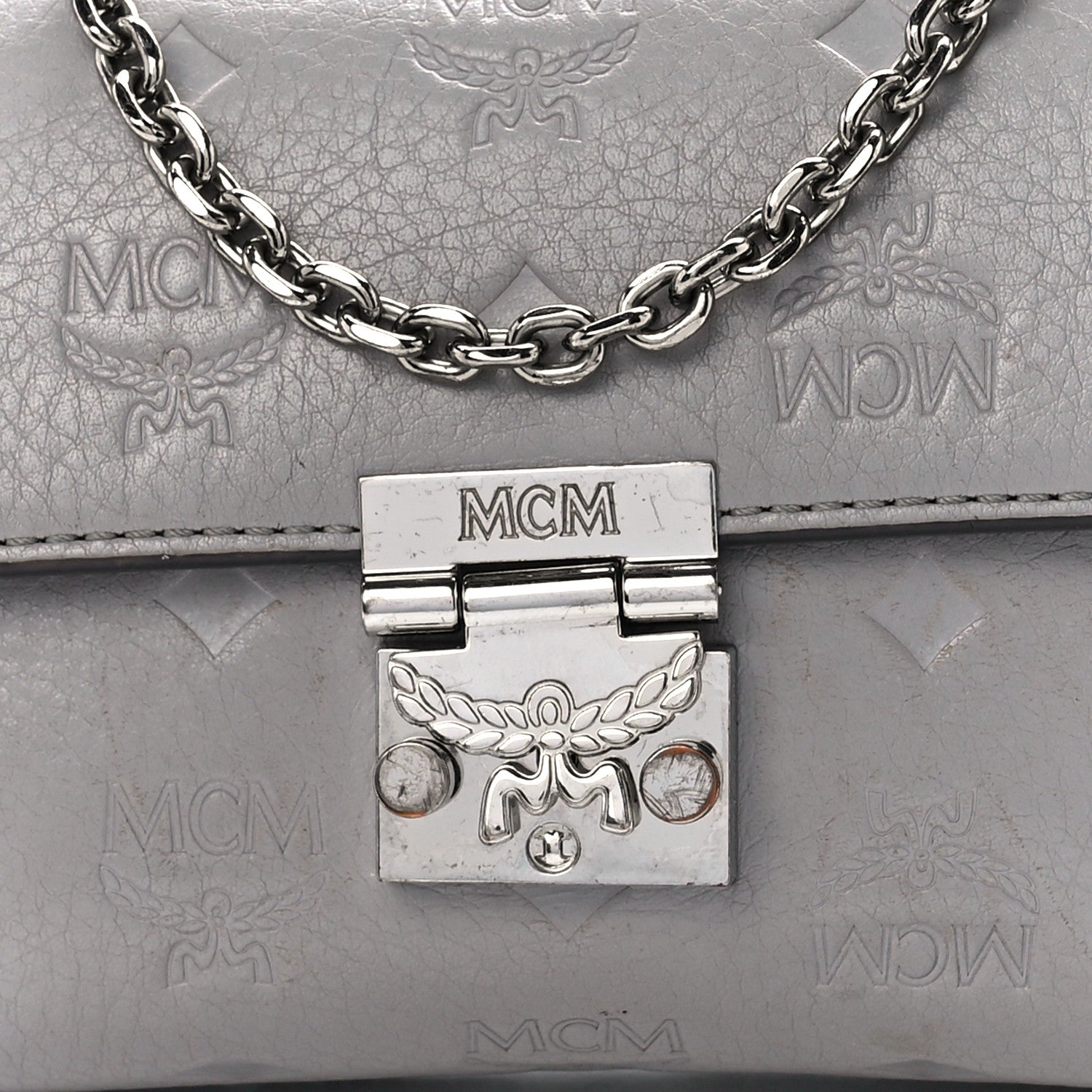 MCM Calfskin Ottomar Wallet On Chain Grey 6 of 9