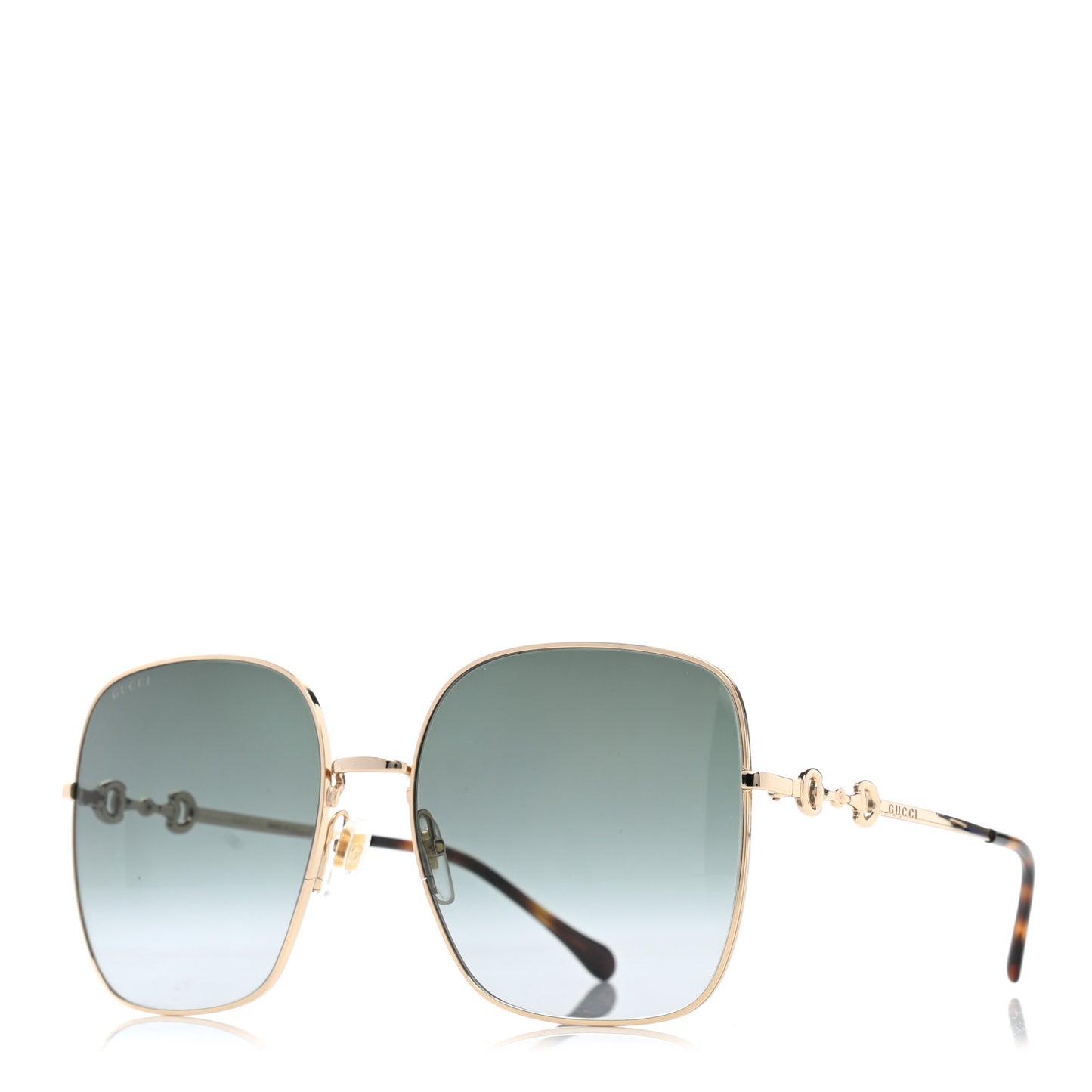 Metal Horsebit Square Frame Sunglasses GG0879S Gold
