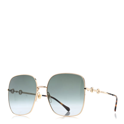 Gucci Metal Horsebit Square Frame Sunglasses GG0879S Gold 1 of 8