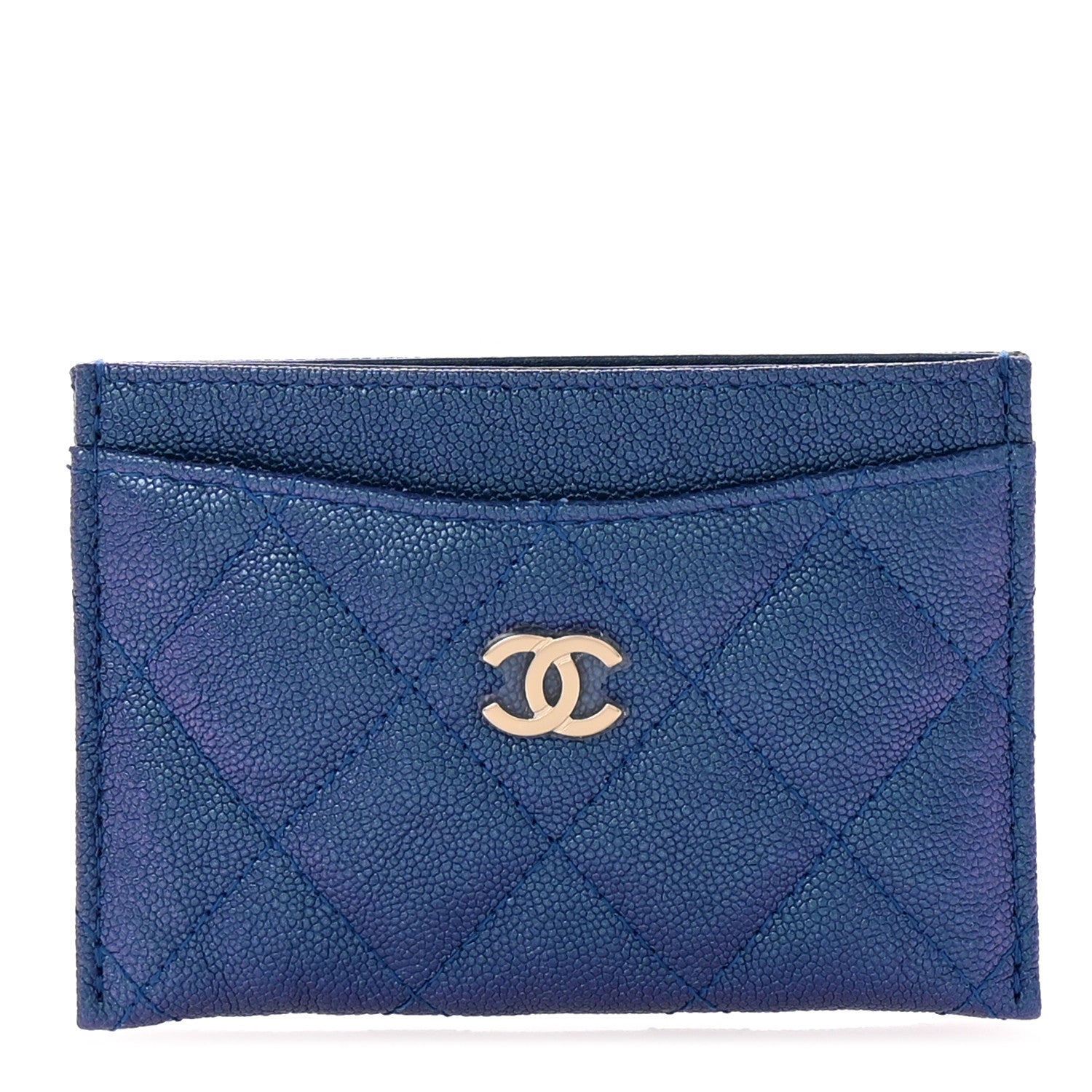 Chanel Iridescent Caviar Quilted Card Holder Dark Blue 1 of 9