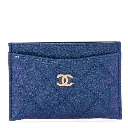 Chanel Iridescent Caviar Quilted Card Holder Dark Blue 1 of 9