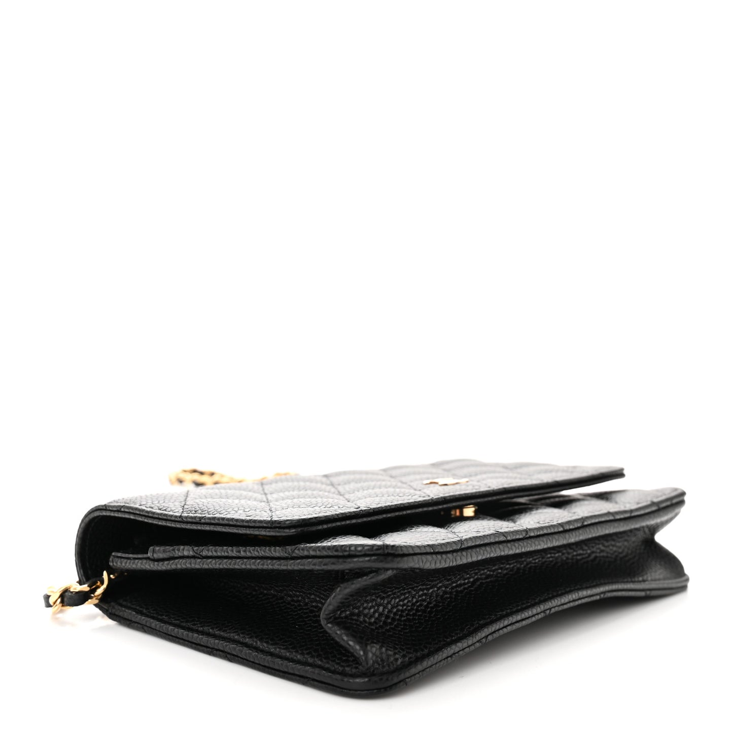 Caviar Quilted Wallet on Chain WOC Black