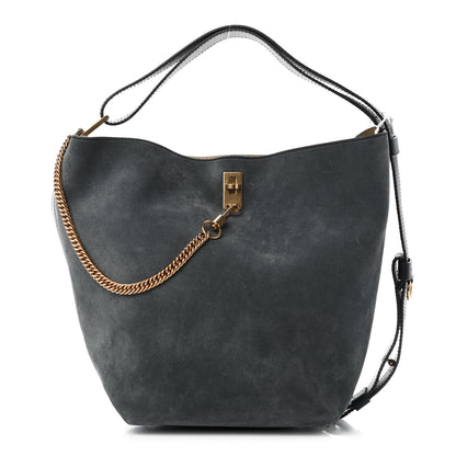 Givenchy Suede Crinkled Patent Deerskin Medium GV Bucket Bag Aubergine Graphite 1 of 7