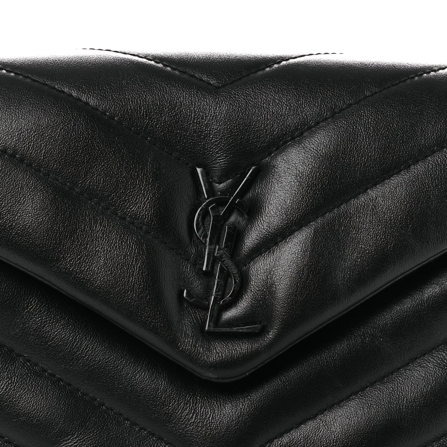 Calfskin Y Quilted Monogram Monochrome Toy Loulou Crossbody Bag Black