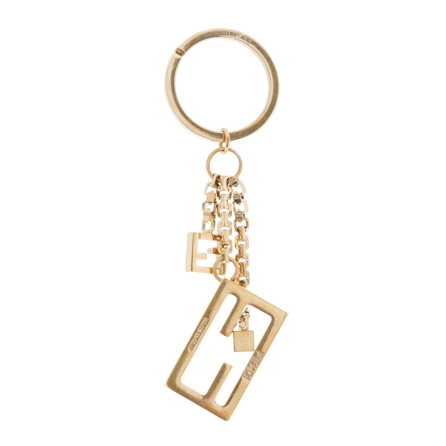 Metal Baguette Key Ring Gold