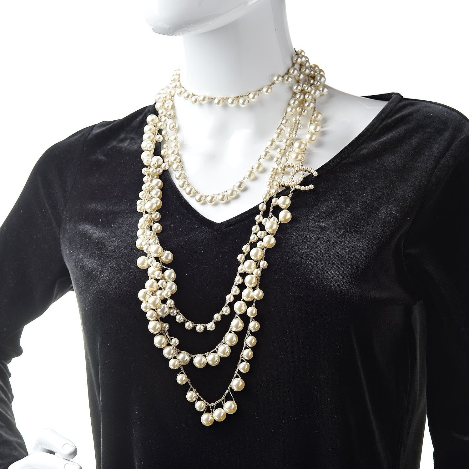 Chanel Pearl CC Long Multistrand Necklace Gold 2 of 5