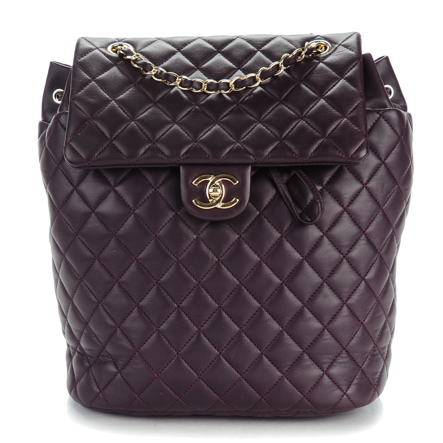 Lambskin Quilted Large Urban Spirit Backpack Dark Purple