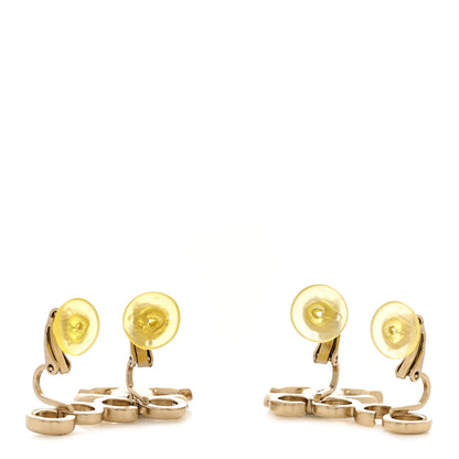 Chanel Metal Pearl CC Coco Climber Clip On Earrings Gold 4 of 5
