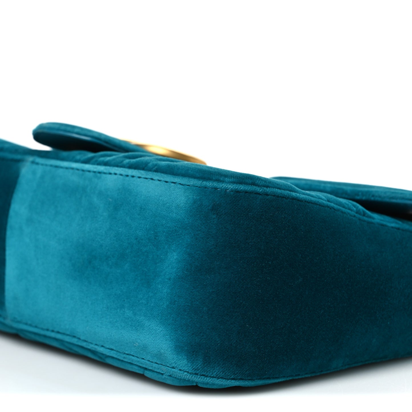 Velvet Matelasse Small GG Marmont Shoulder Bag Pavone Cyan