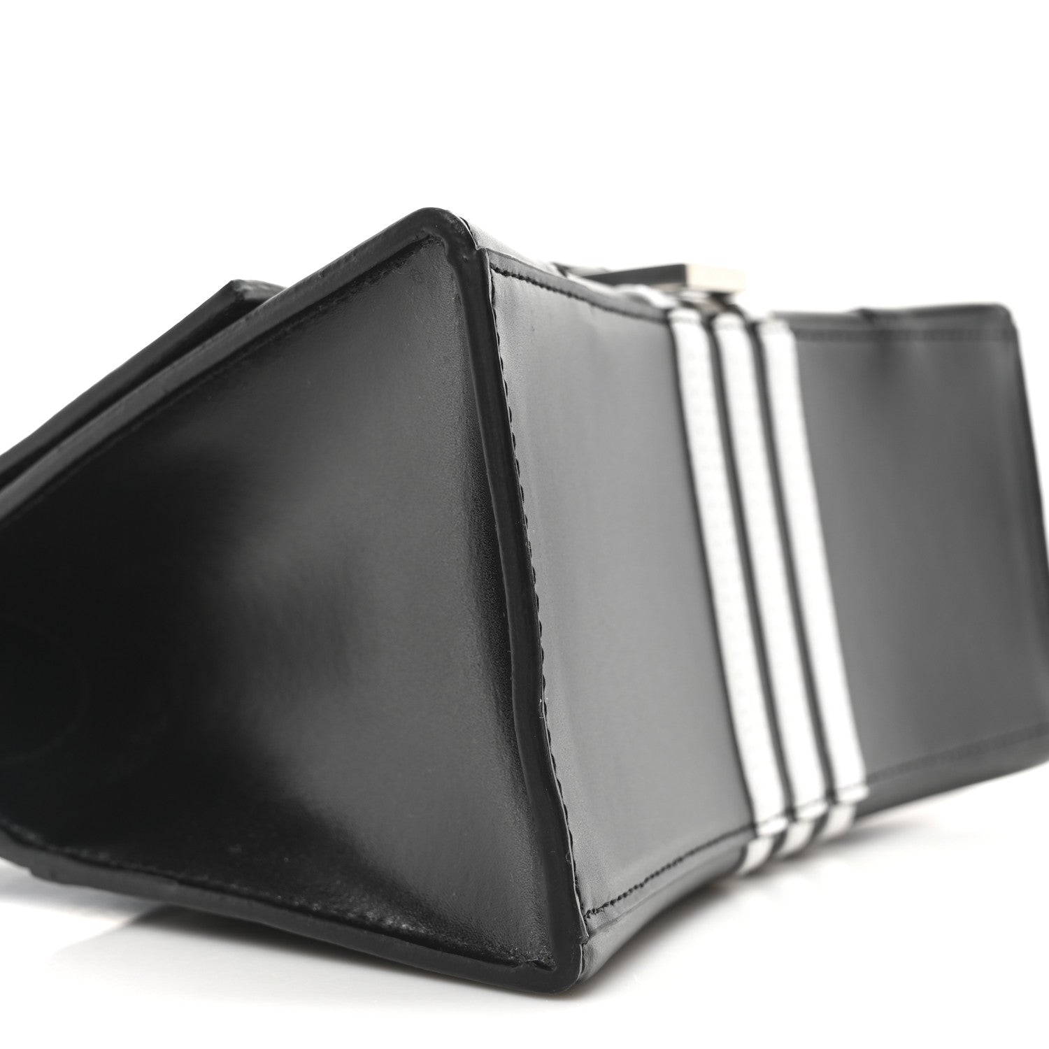 Balenciaga X ADIDAS Shiny Box Calfskin Small Hourglass Top Handle Bag Black White 8 of 9