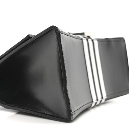 Balenciaga X ADIDAS Shiny Box Calfskin Small Hourglass Top Handle Bag Black White 8 of 9