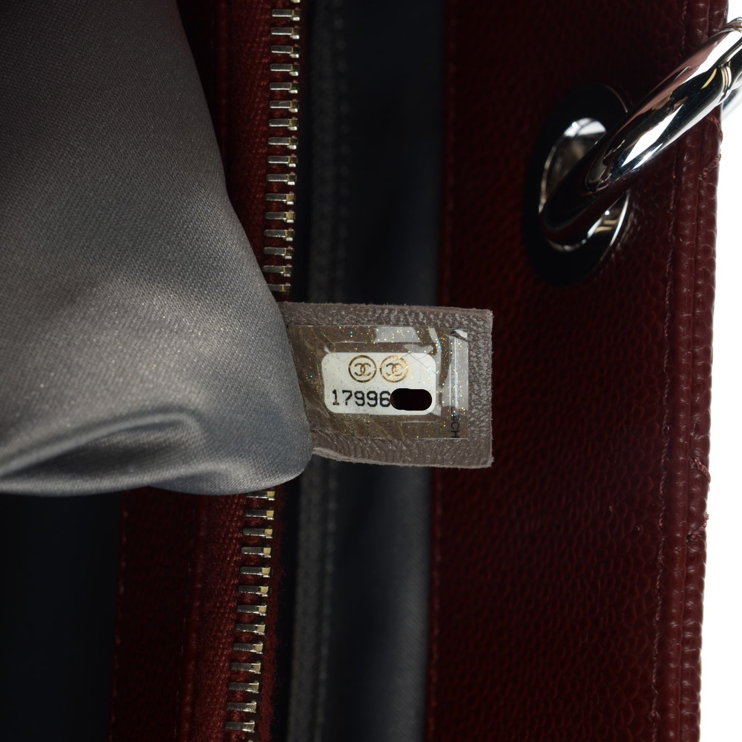 Caviar Quilted XL Grand Shopping Tote GST Dark Burgundy