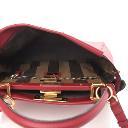 Fendi Vitello Morgan Fabric Jacquard Pequin Medium Peekaboo Iconic Satchel Mattone Tobacco Black 7 of 14