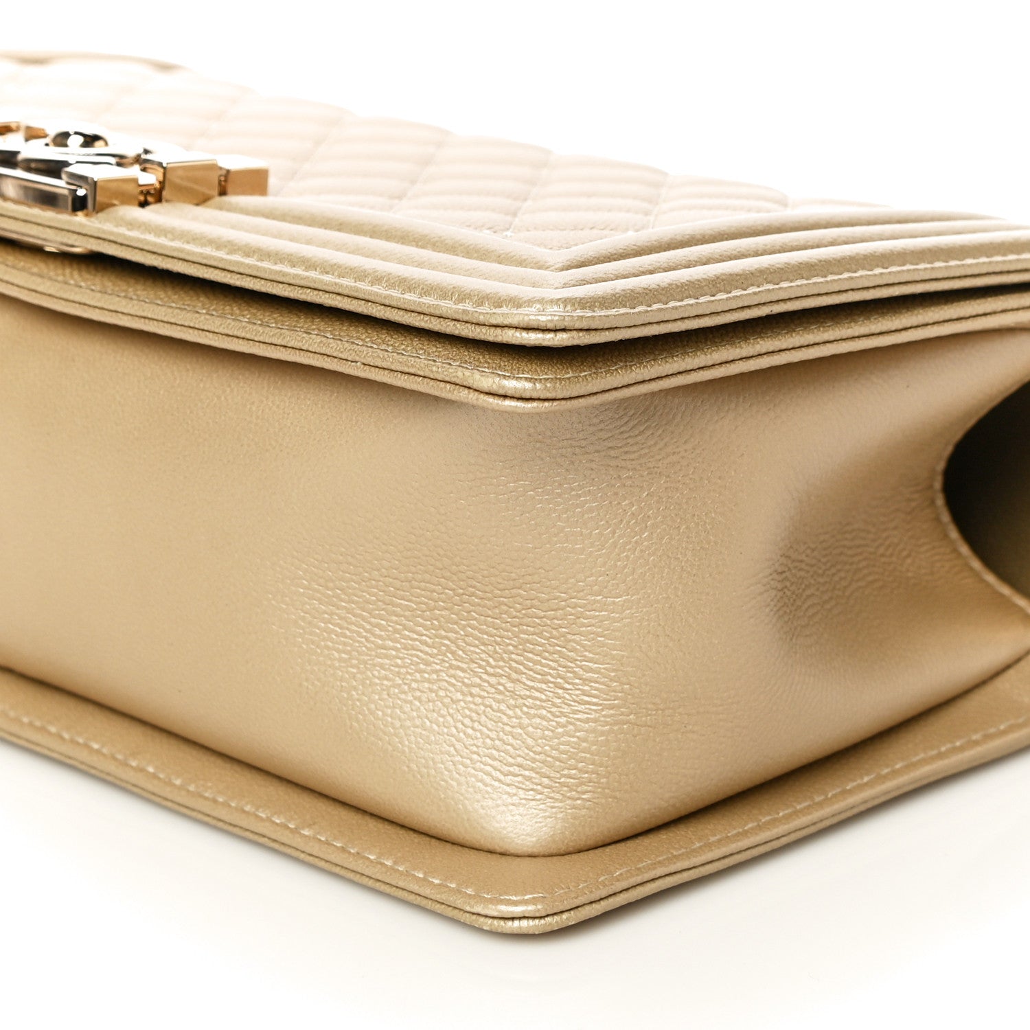 Chanel Metallic Caviar Quilted Medium Boy Flap Light Gold 10 of 11