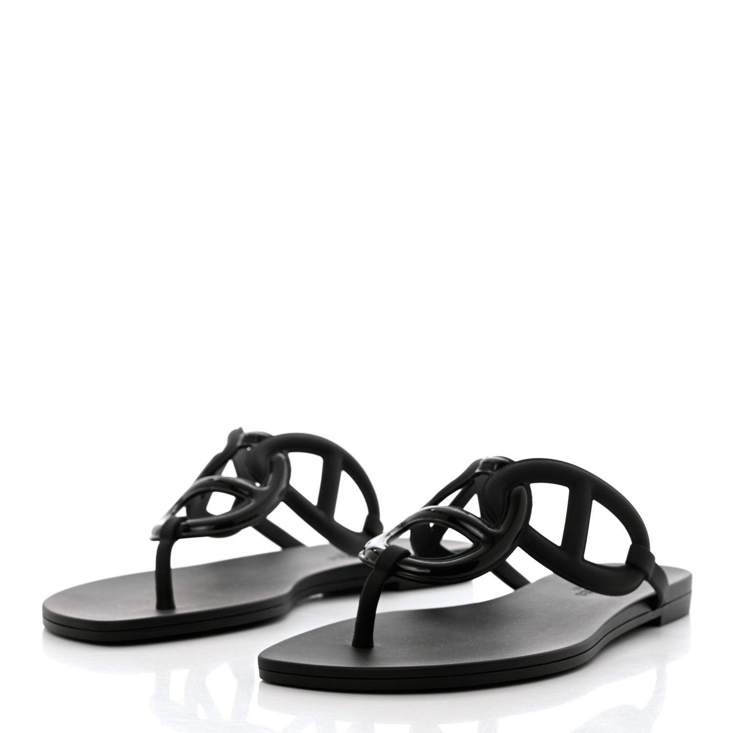 Hermes Rubber Womens Egerie Sandals 37 Black 3 of 8