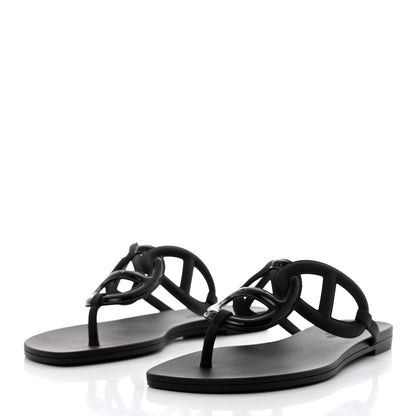 Hermes Rubber Womens Egerie Sandals 37 Black 3 of 8
