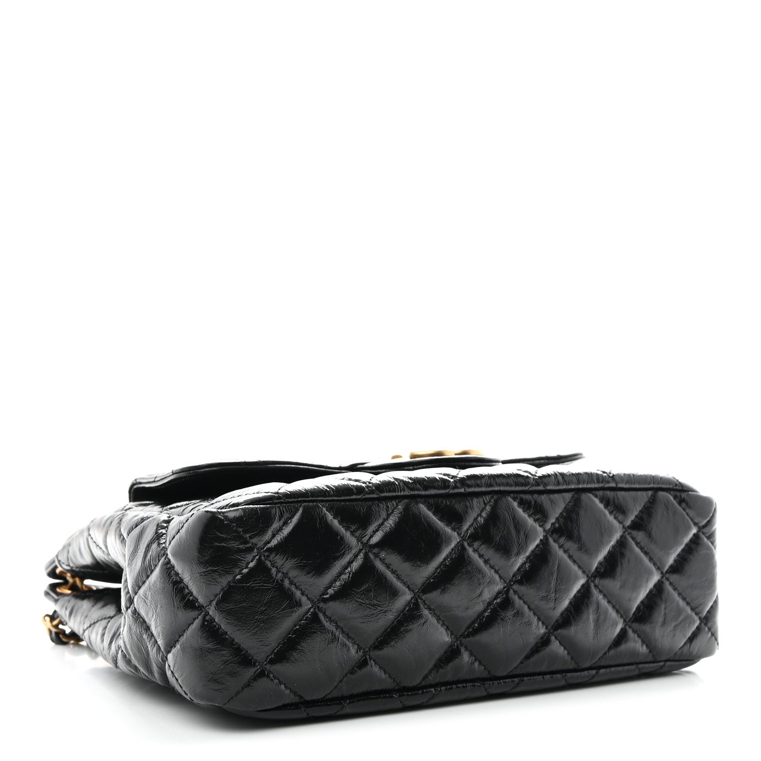 Chanel Shiny Crumpled Calfskin Quilted Wavy CC Hobo Black 4 of 11